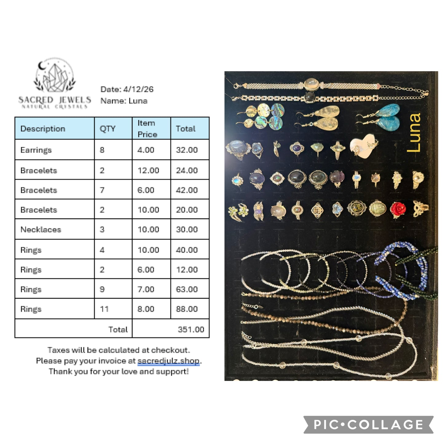 Checkout Link for Sacred Jewels Tiktok Lives