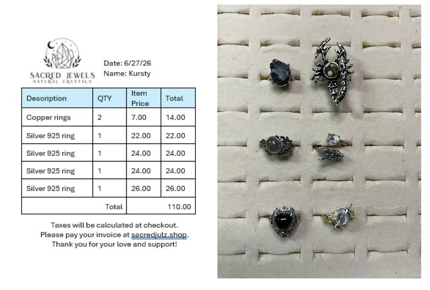 Checkout Link for Sacred Jewels Tiktok Lives
