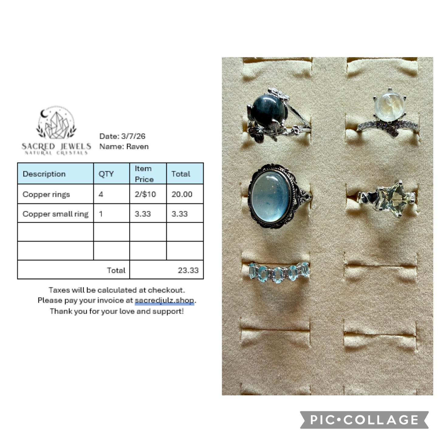 Checkout Link for Sacred Jewels Tiktok Lives