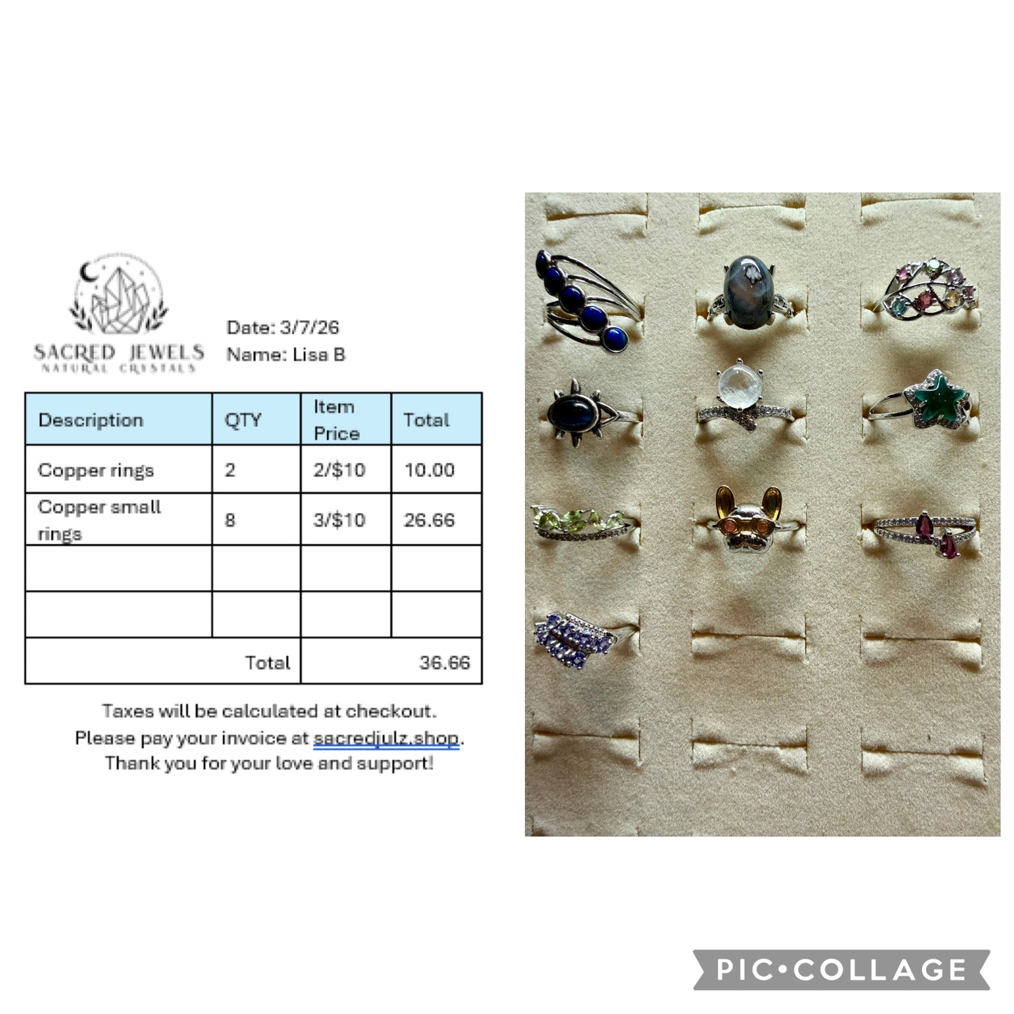 Checkout Link for Sacred Jewels Tiktok Lives