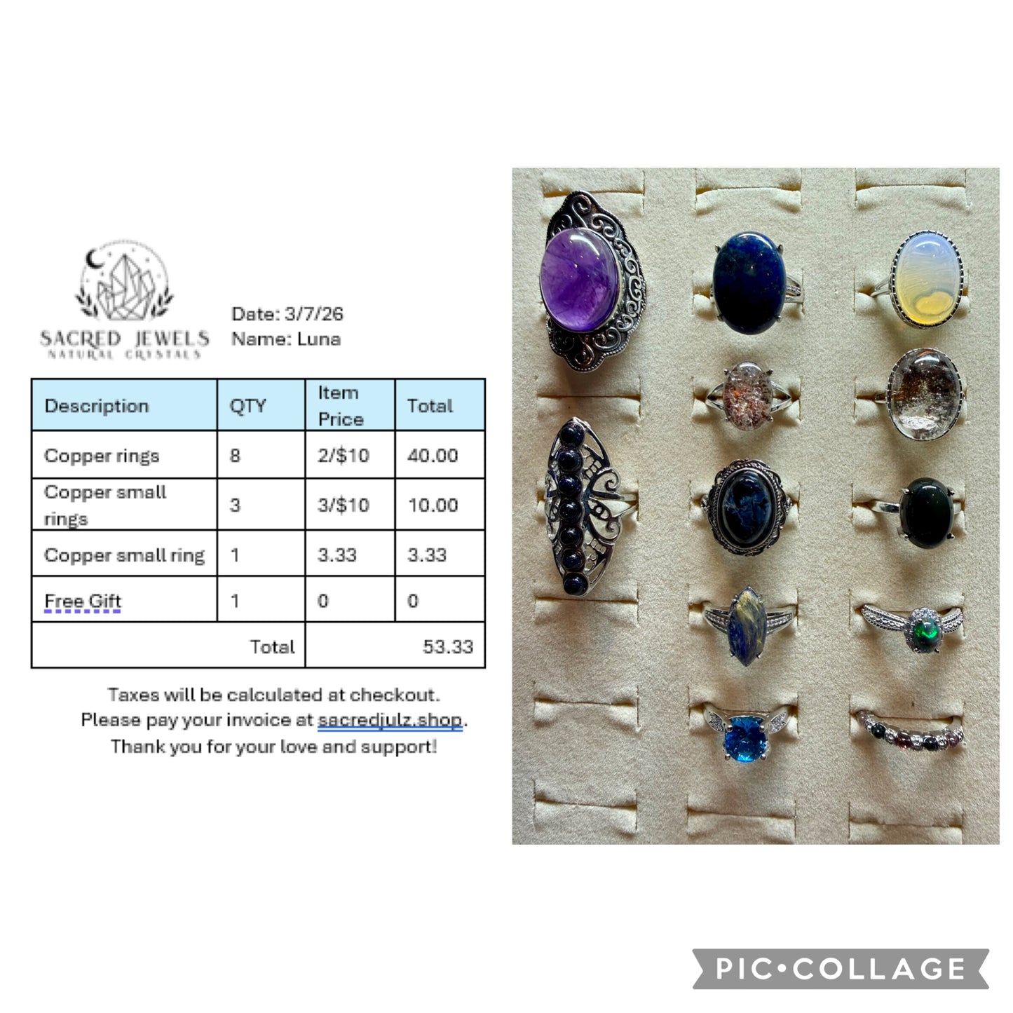 Checkout Link for Sacred Jewels Tiktok Lives