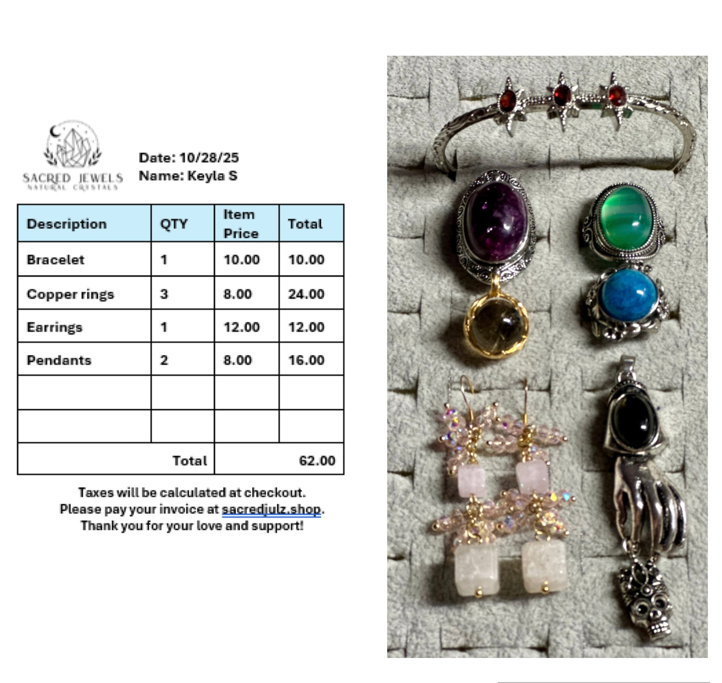 Checkout Link for Sacred Jewels Tiktok Lives