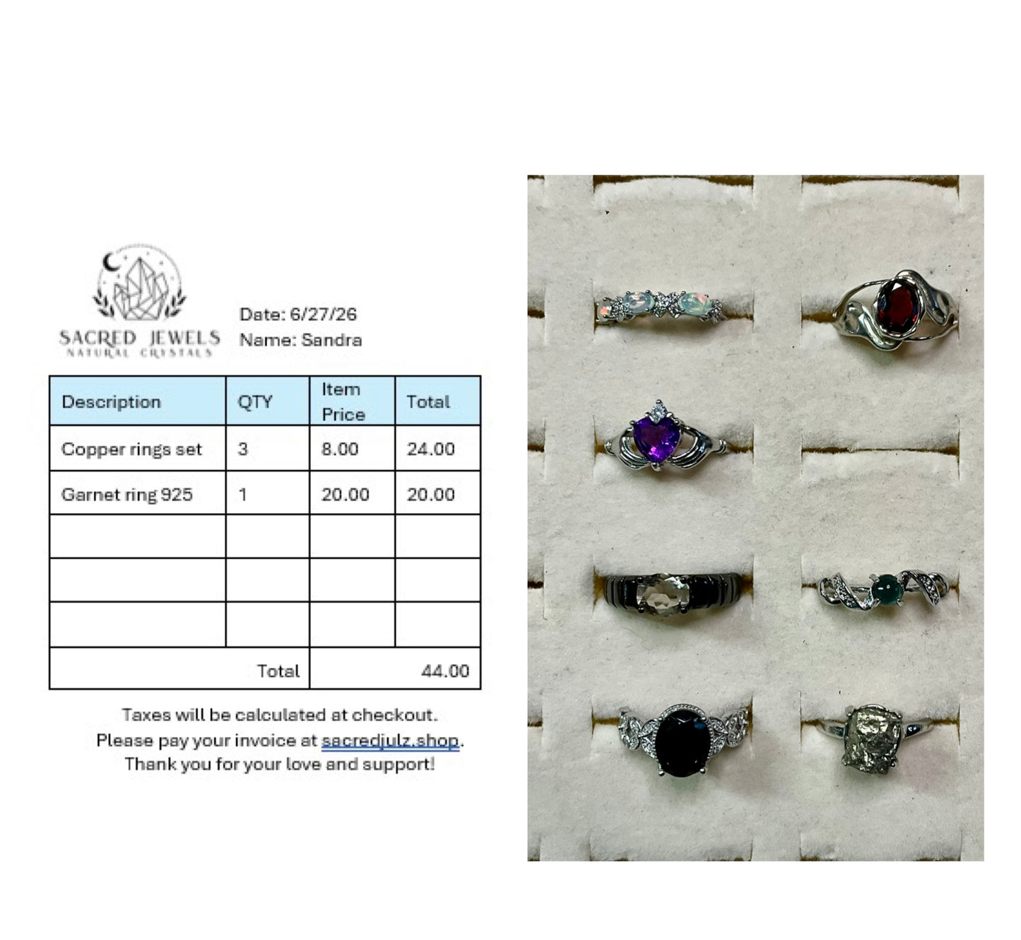 Checkout Link for Sacred Jewels Tiktok Lives