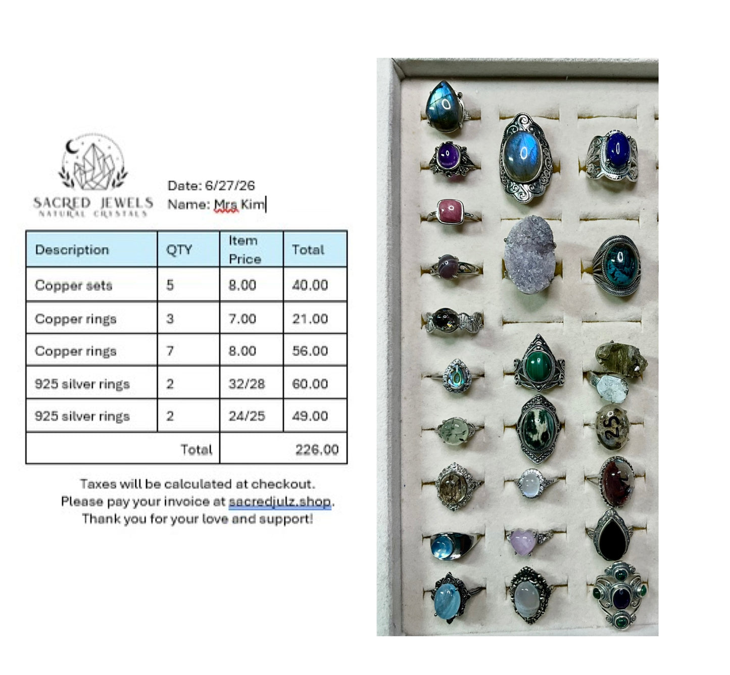 Checkout Link for Sacred Jewels Tiktok Lives