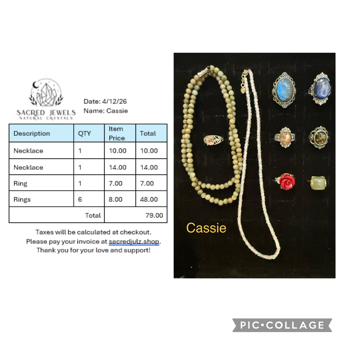 Checkout Link for Sacred Jewels Tiktok Lives
