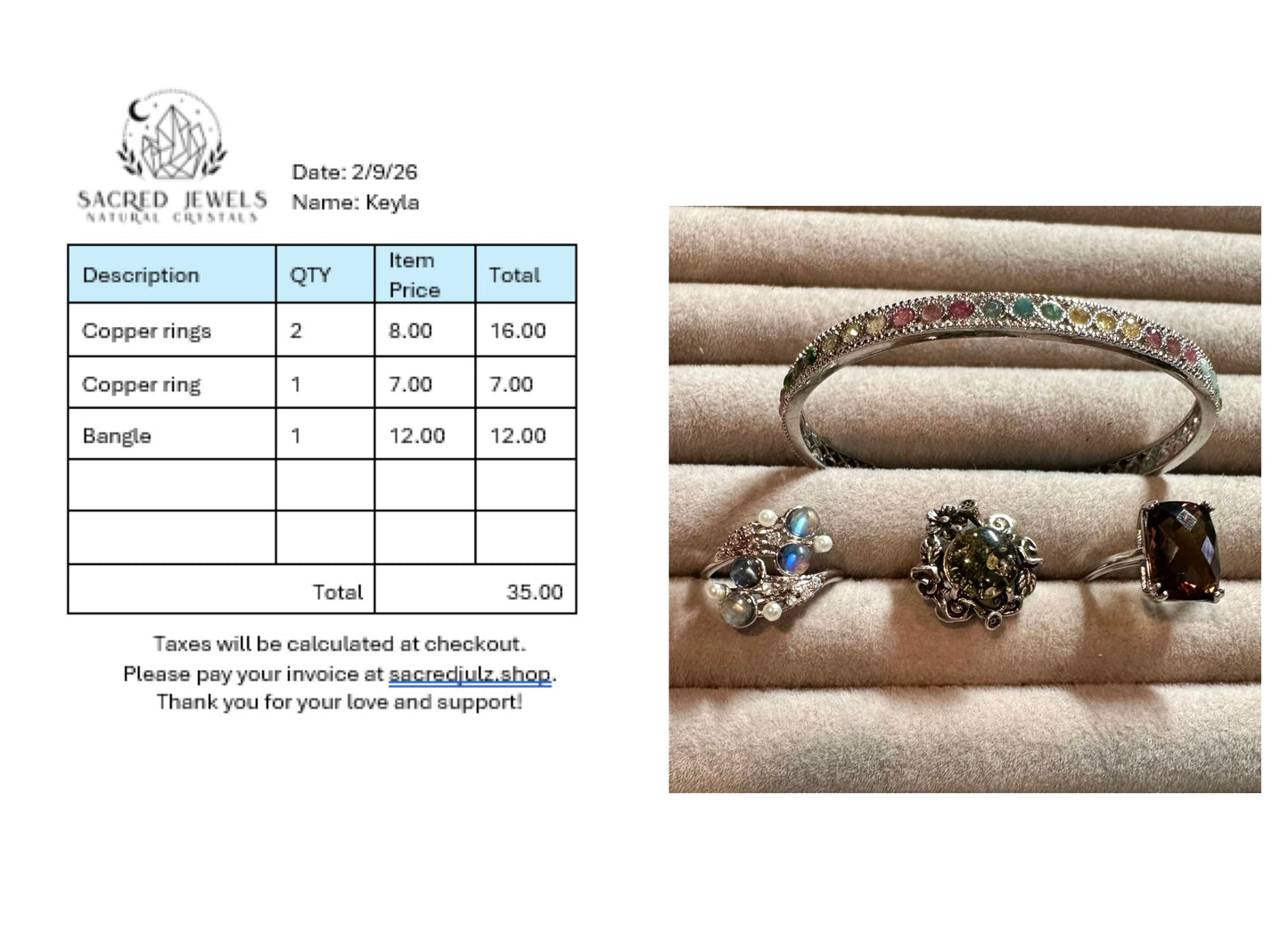 Checkout Link for Sacred Jewels Tiktok Lives