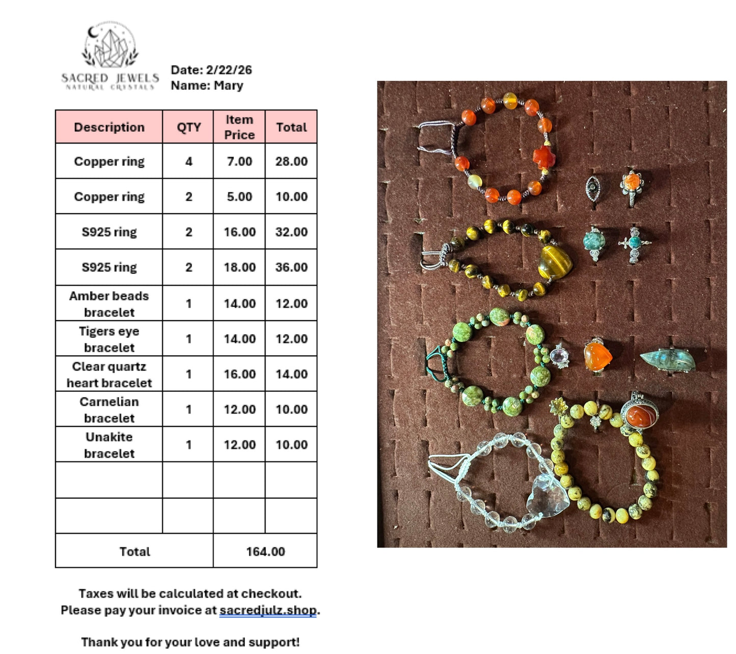 Checkout Link for Sacred Jewels Tiktok Lives