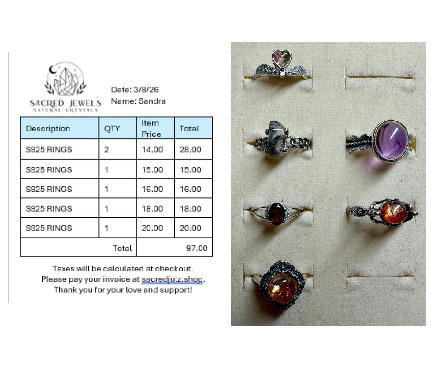 Checkout Link for Sacred Jewels Tiktok Lives