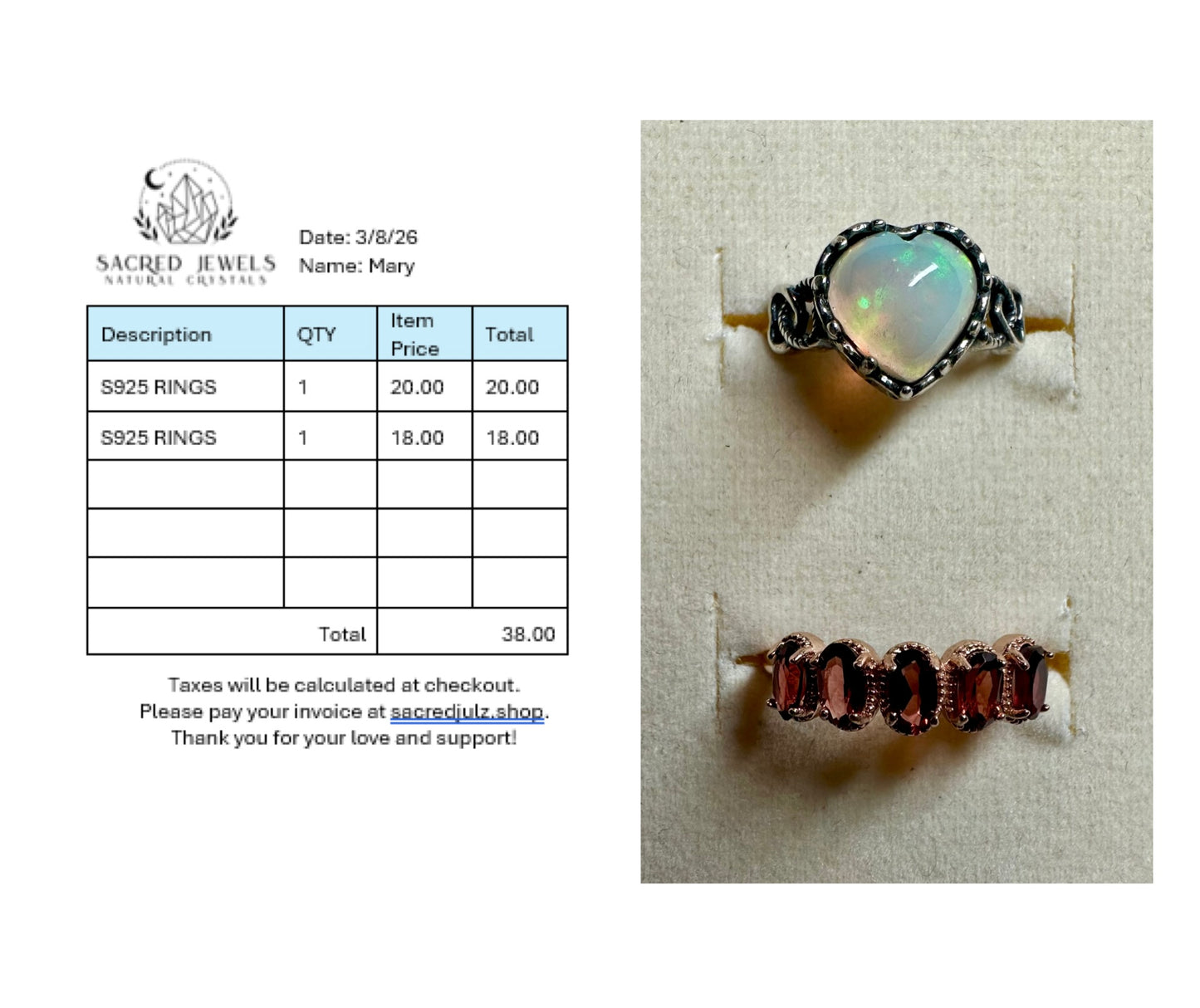 Checkout Link for Sacred Jewels Tiktok Lives