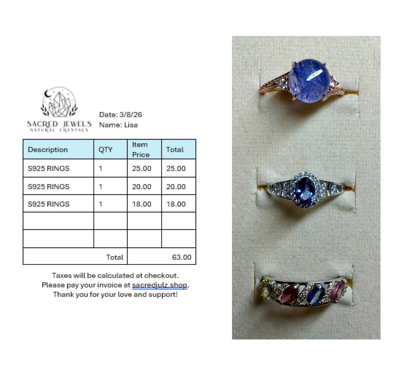 Checkout Link for Sacred Jewels Tiktok Lives