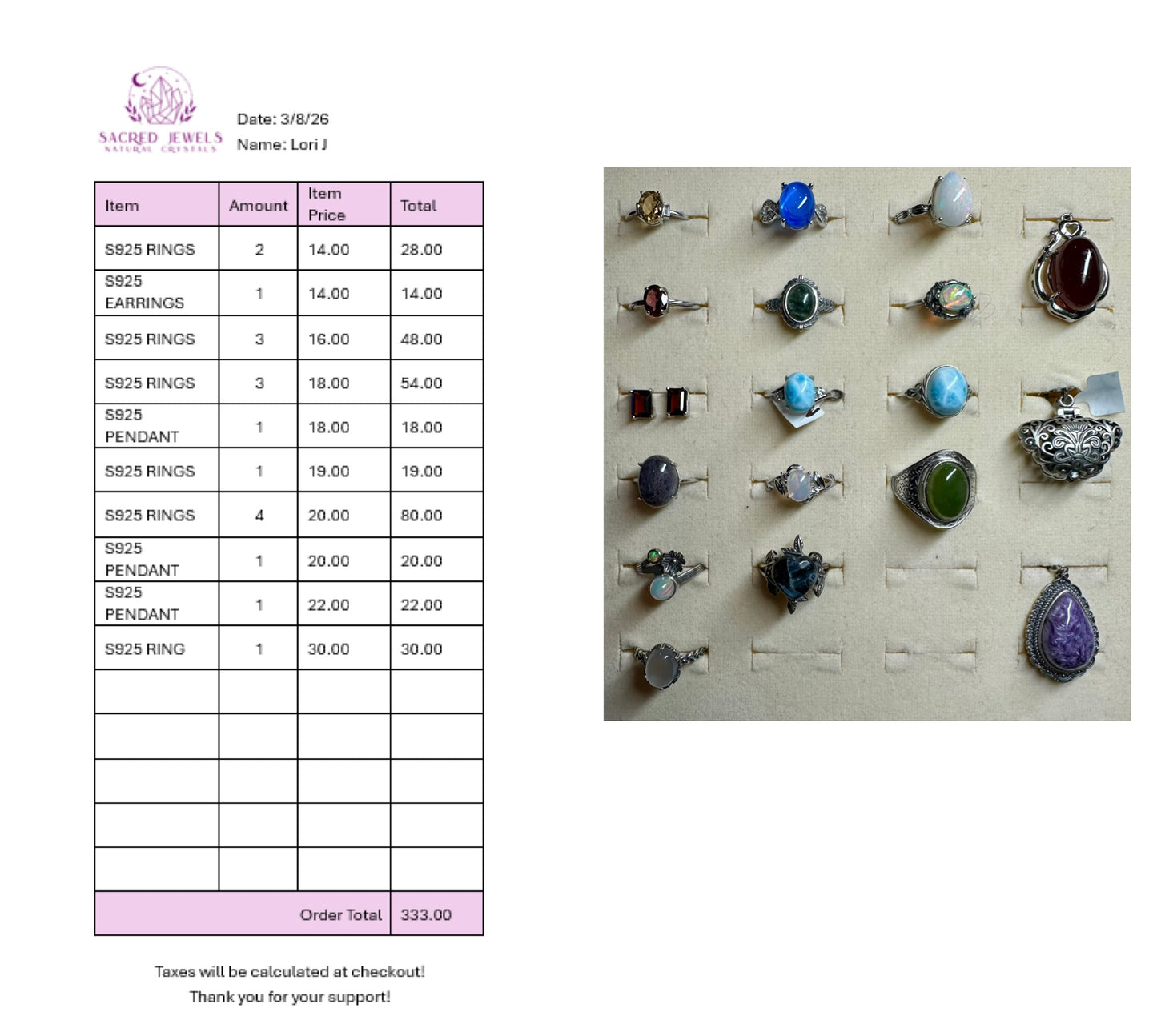 Checkout Link for Sacred Jewels Tiktok Lives