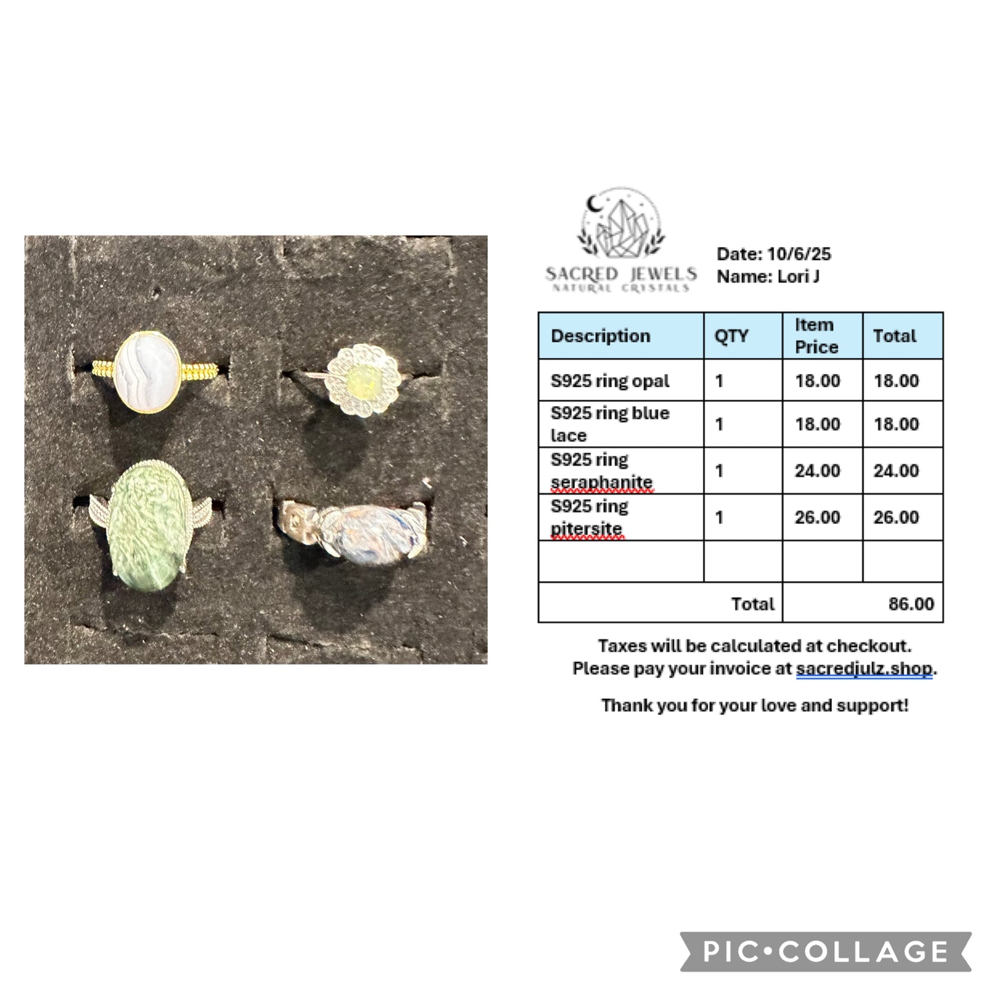 Checkout Link for Sacred Jewels Tiktok Lives