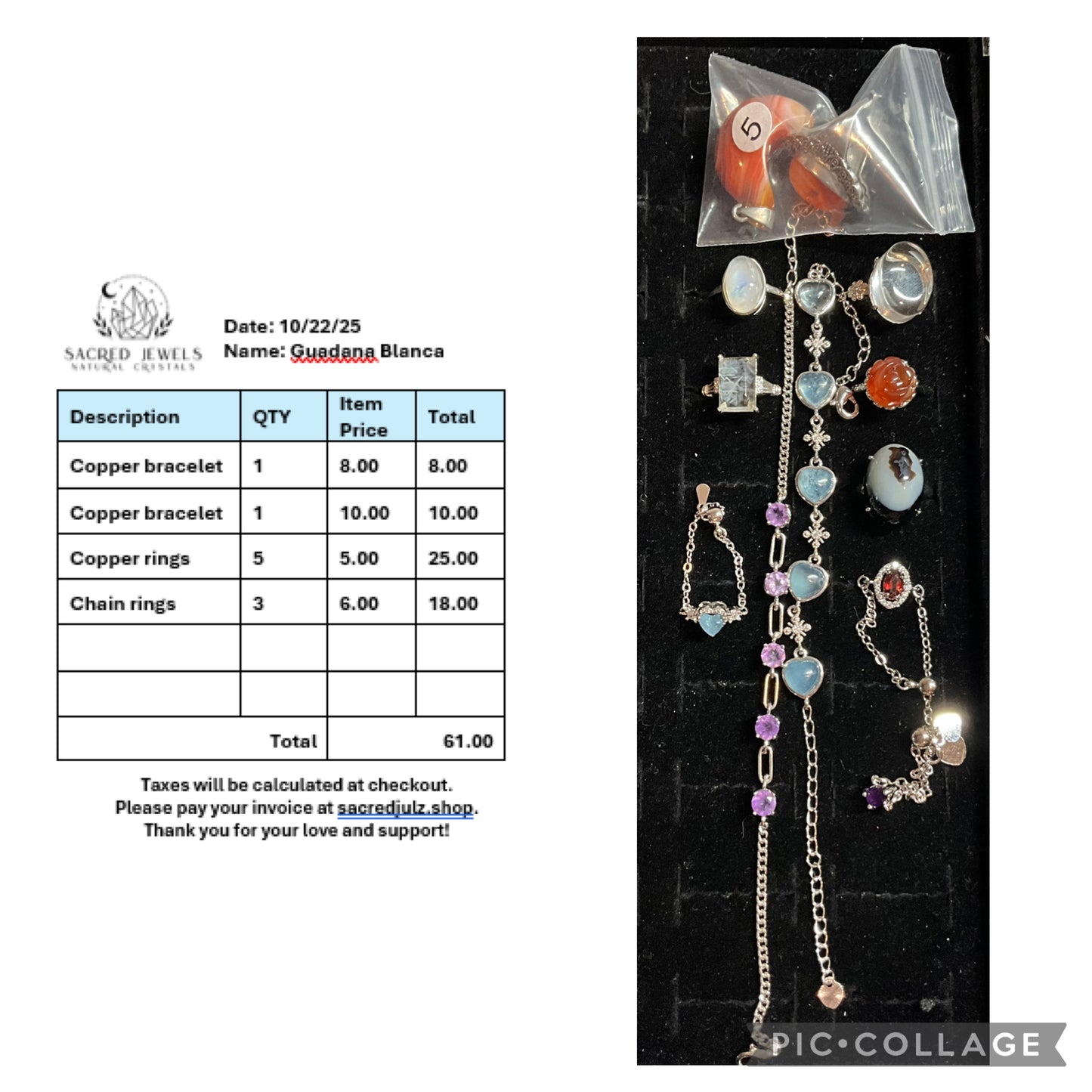 Checkout Link for Sacred Jewels Tiktok Lives