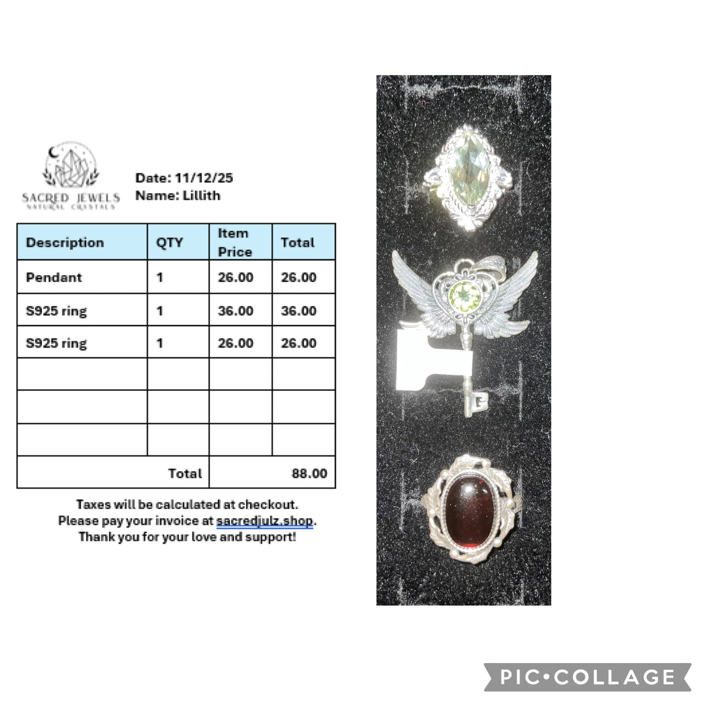 Checkout Link for Sacred Jewels Tiktok Lives