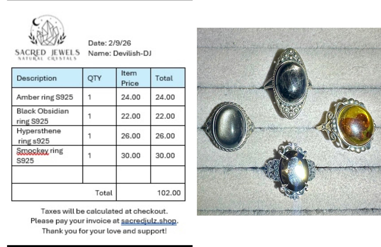 Checkout Link for Sacred Jewels Tiktok Lives