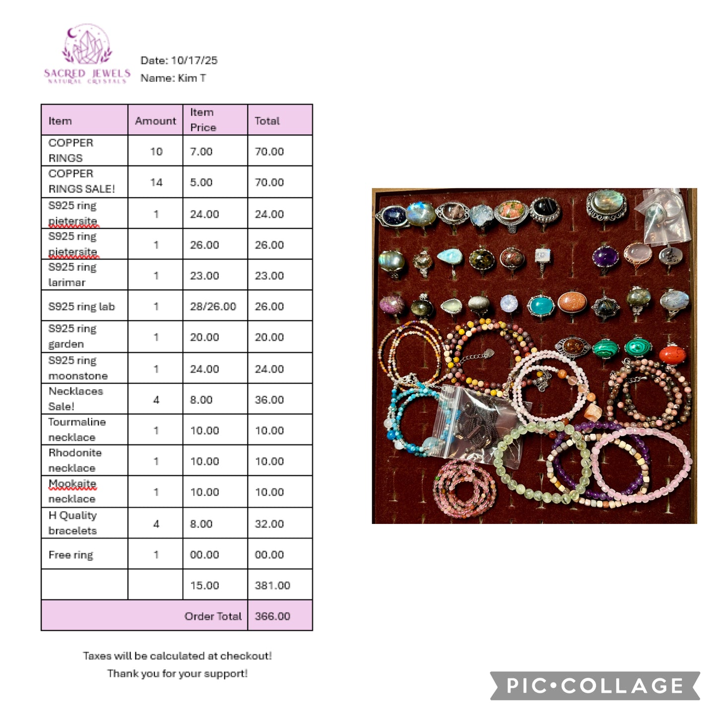 Checkout Link for Sacred Jewels Tiktok Lives