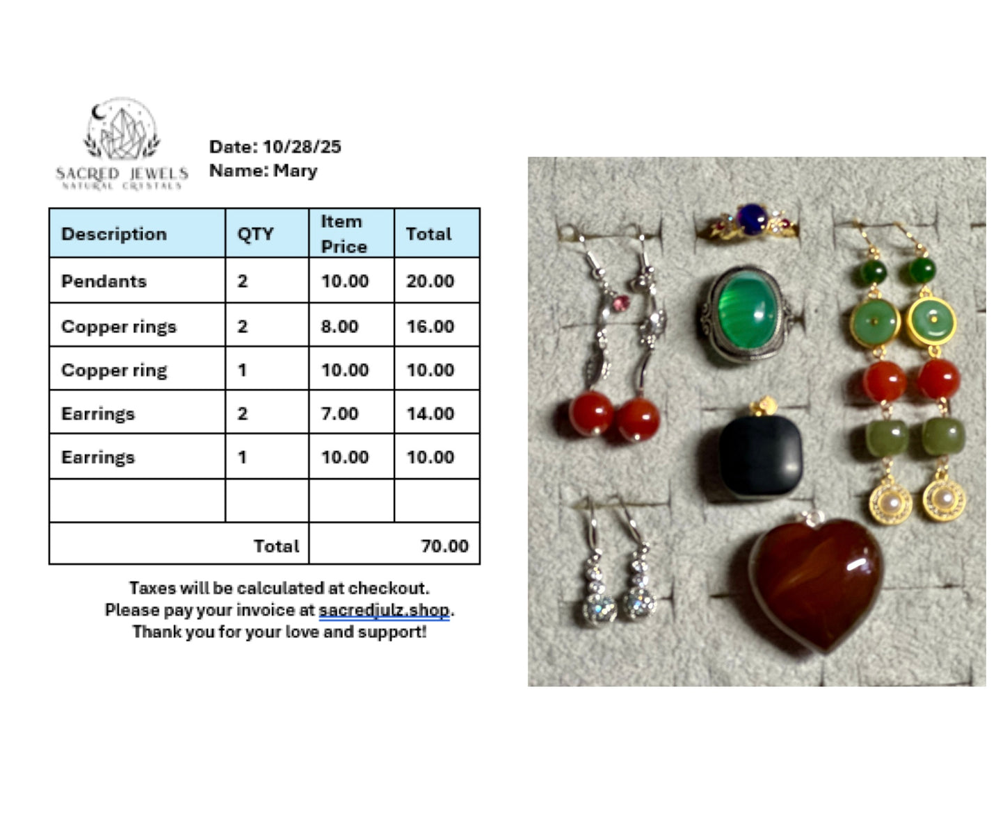 Checkout Link for Sacred Jewels Tiktok Lives