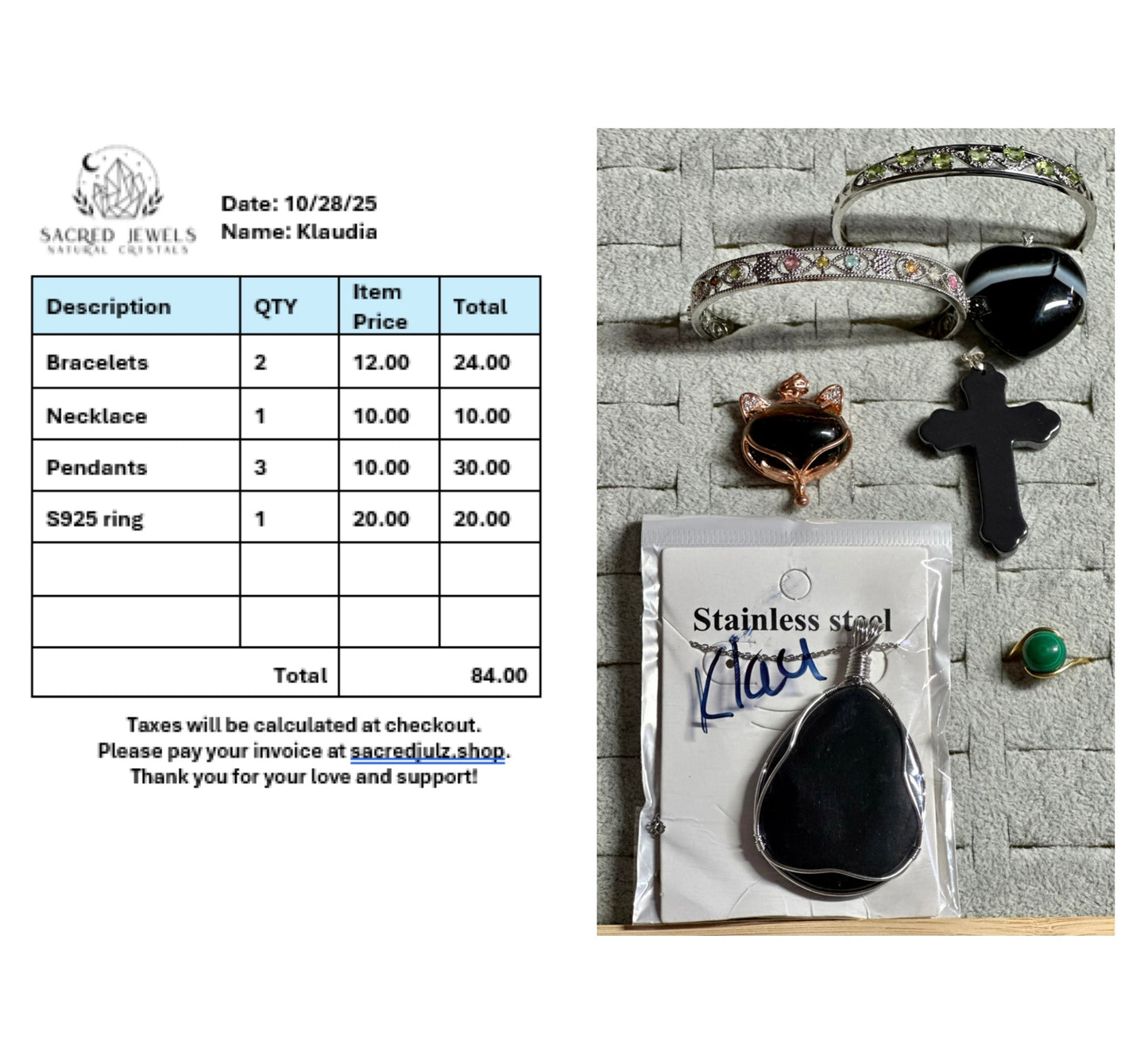 Checkout Link for Sacred Jewels Tiktok Lives