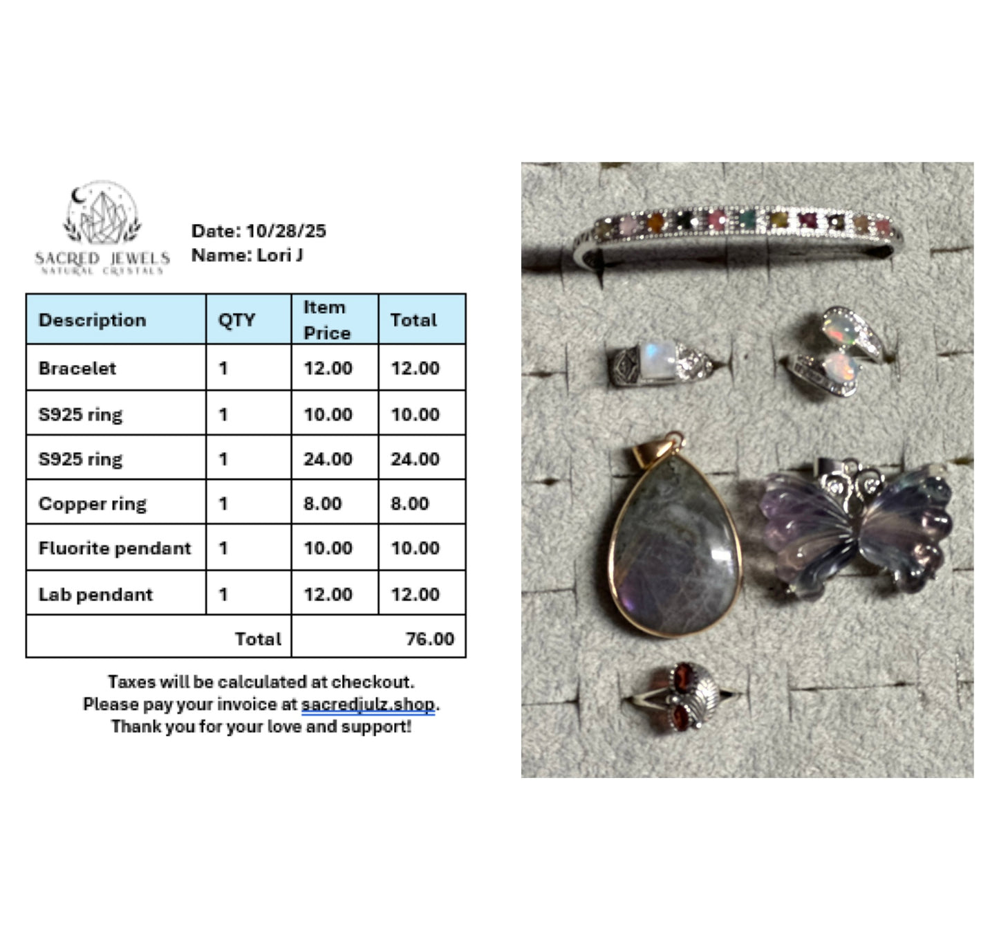 Checkout Link for Sacred Jewels Tiktok Lives