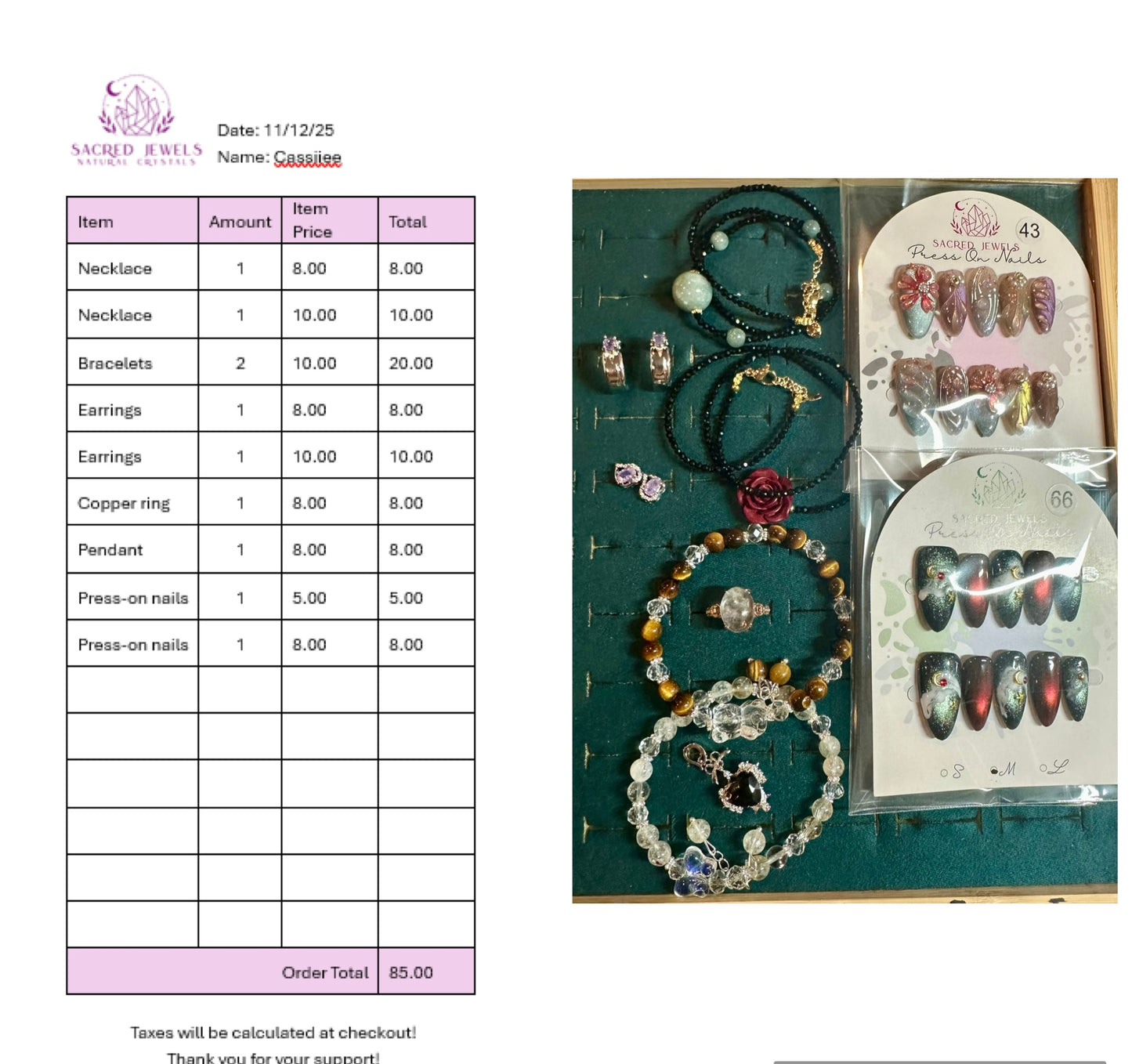 Checkout Link for Sacred Jewels Tiktok Lives