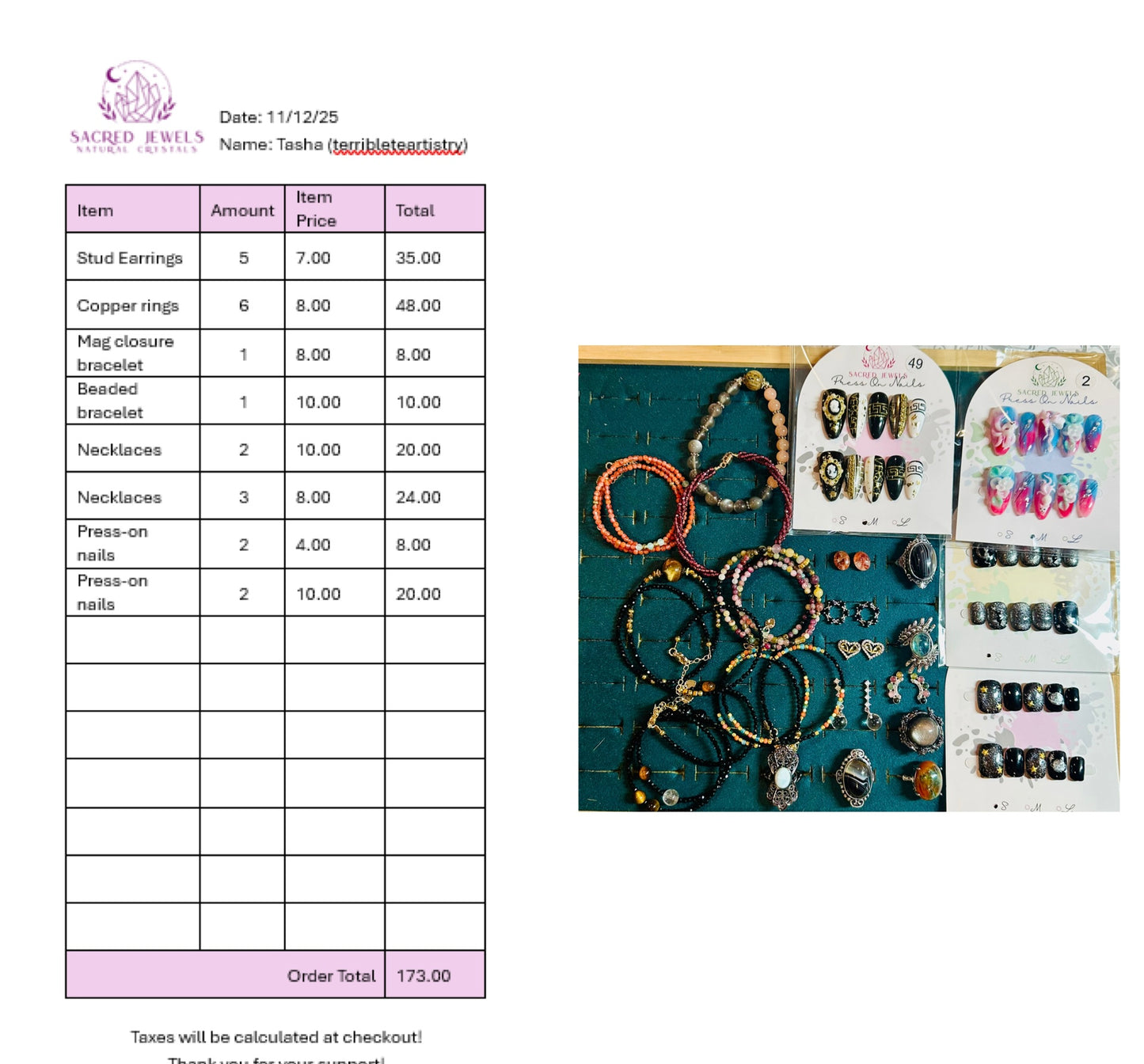 Checkout Link for Sacred Jewels Tiktok Lives