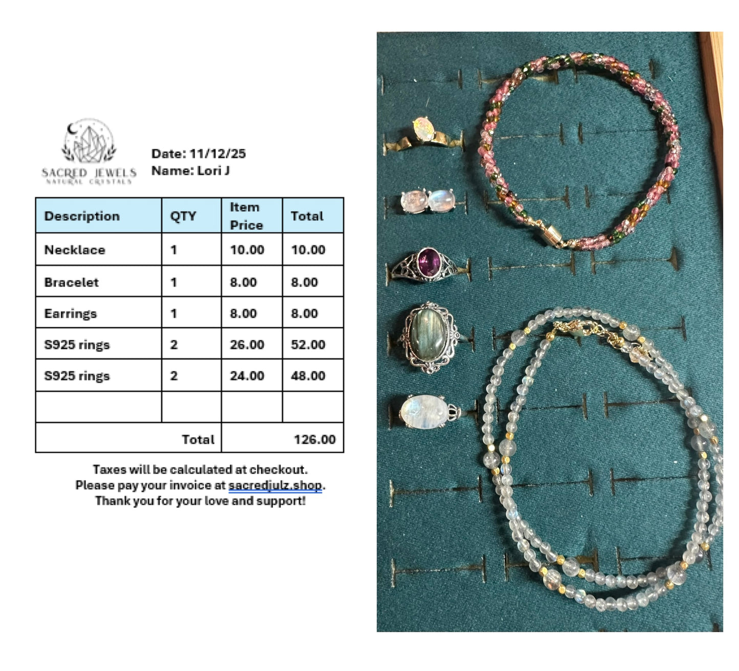 Checkout Link for Sacred Jewels Tiktok Lives