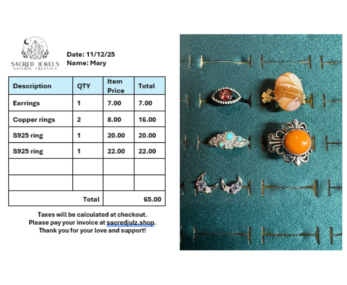 Checkout Link for Sacred Jewels Tiktok Lives