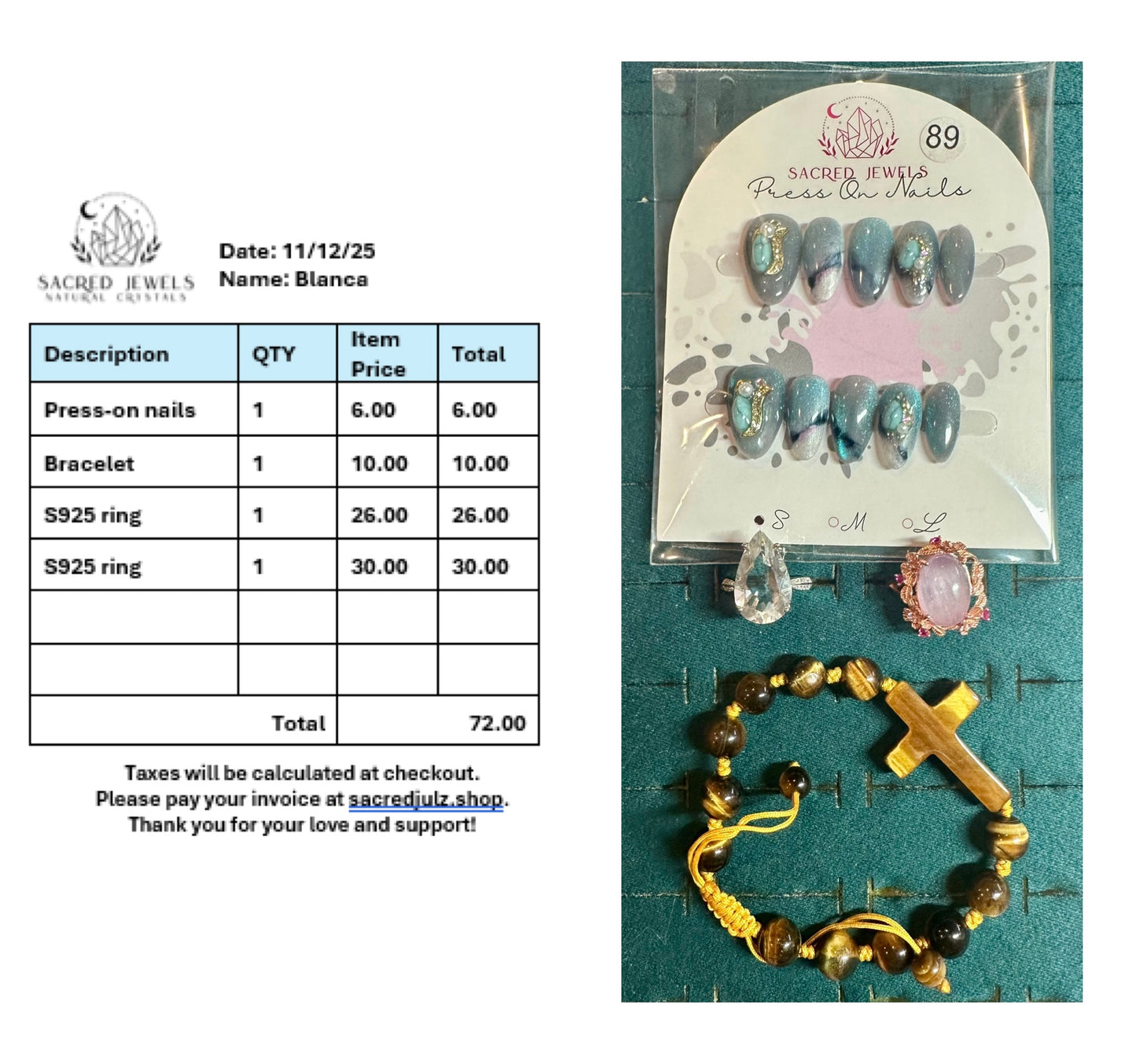 Checkout Link for Sacred Jewels Tiktok Lives