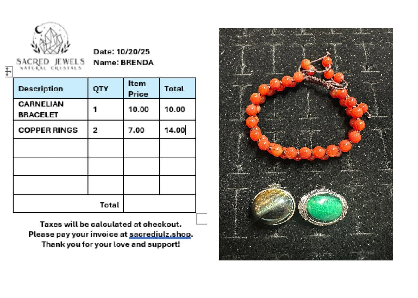 Checkout Link for Sacred Jewels Tiktok Lives