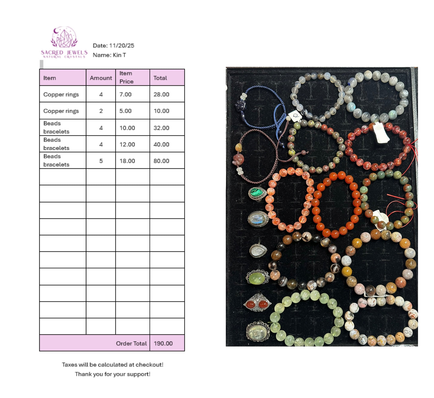 Checkout Link for Sacred Jewels Tiktok Lives