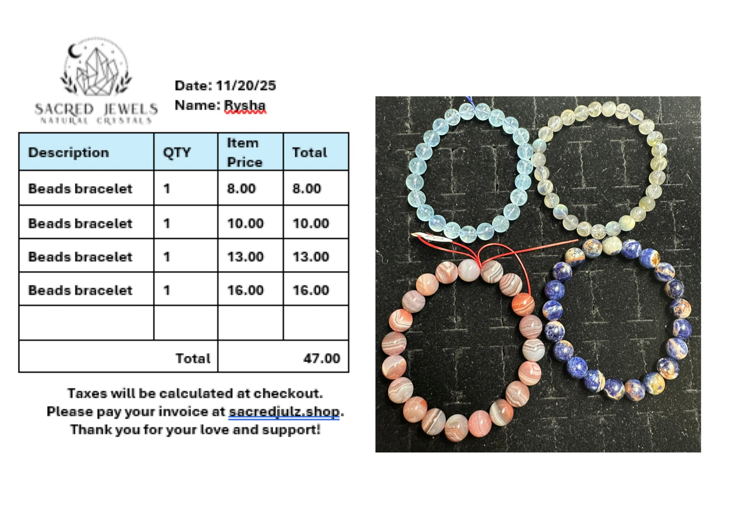 Checkout Link for Sacred Jewels Tiktok Lives