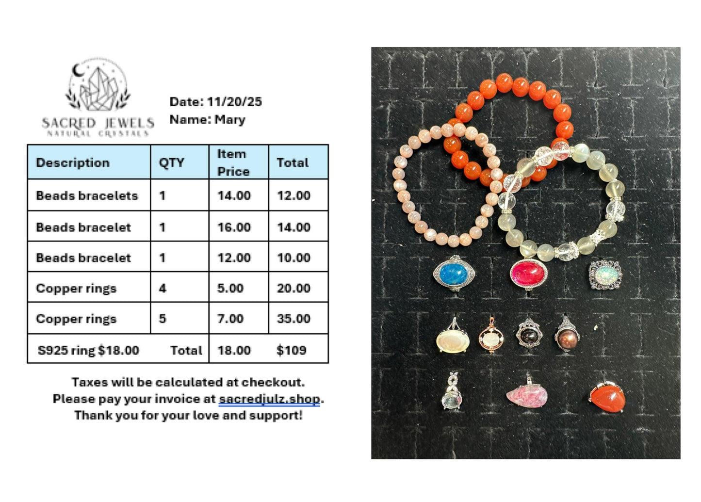 Checkout Link for Sacred Jewels Tiktok Lives