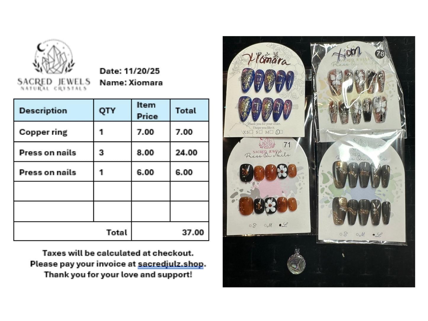 Checkout Link for Sacred Jewels Tiktok Lives