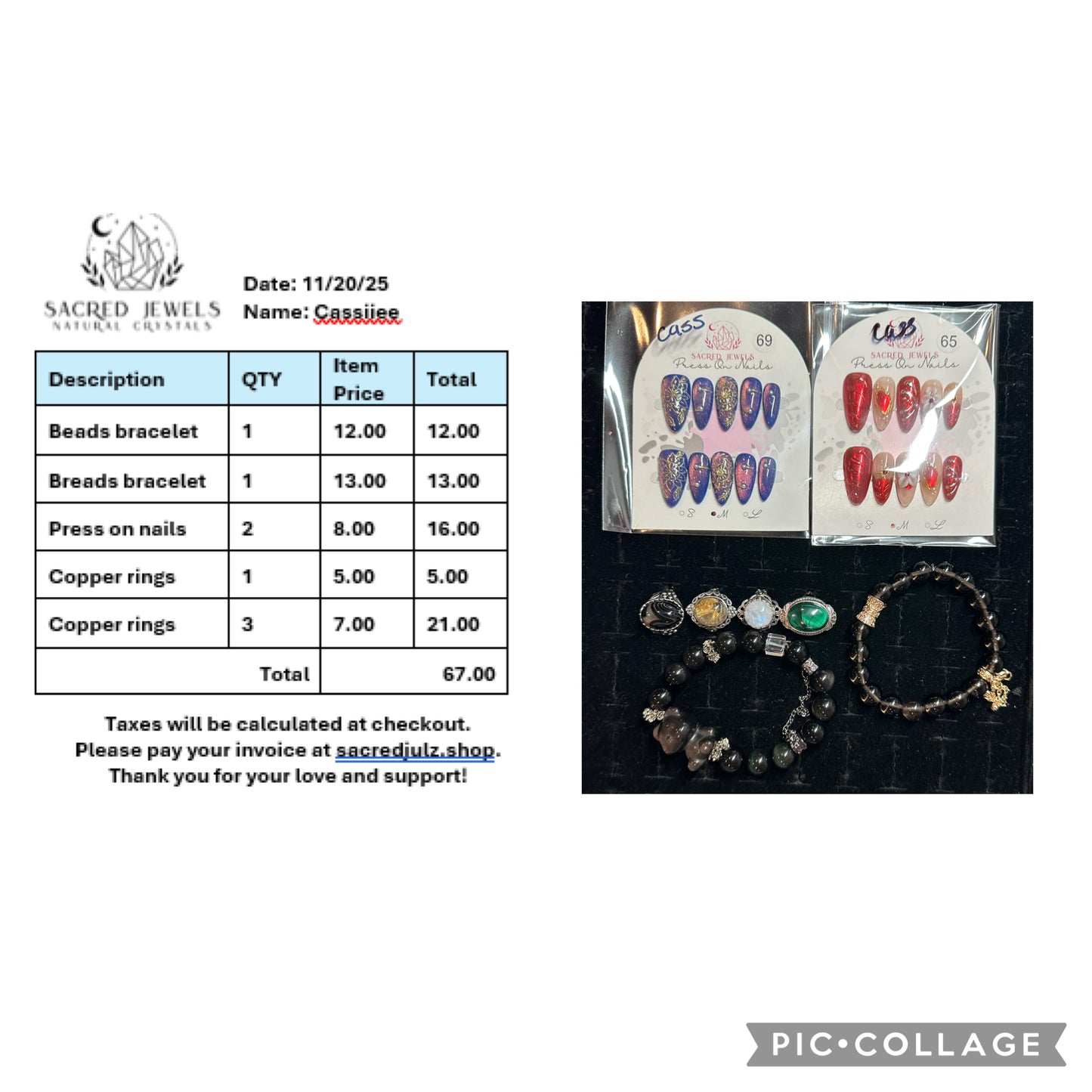 Checkout Link for Sacred Jewels Tiktok Lives