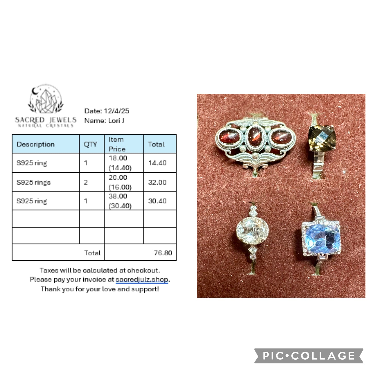 Checkout Link for Sacred Jewels Tiktok Lives