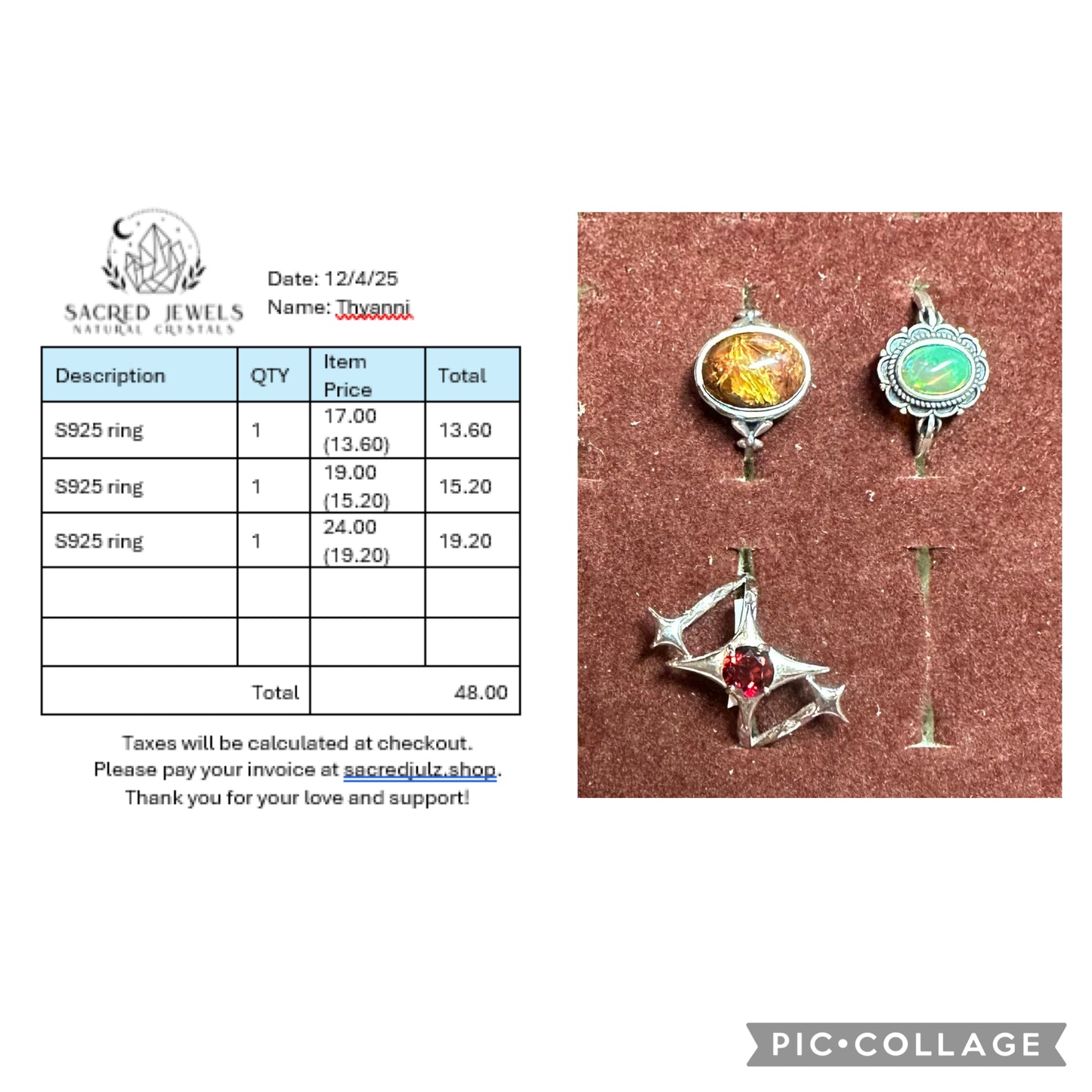 Checkout Link for Sacred Jewels Tiktok Lives